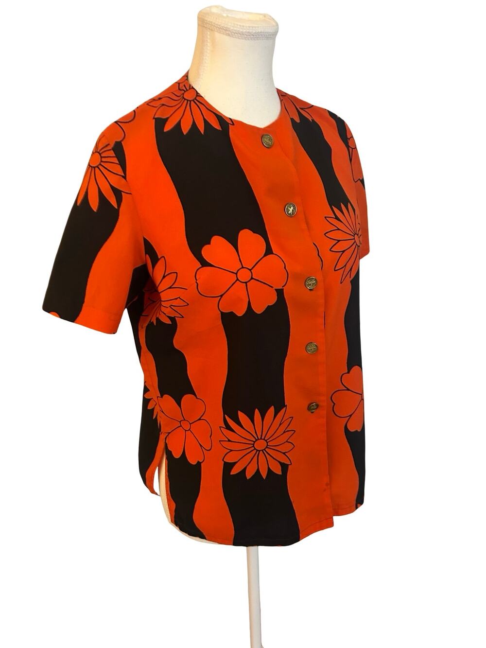 Vintage 1960s–70s GoGo Lily Mod Floral Blouse